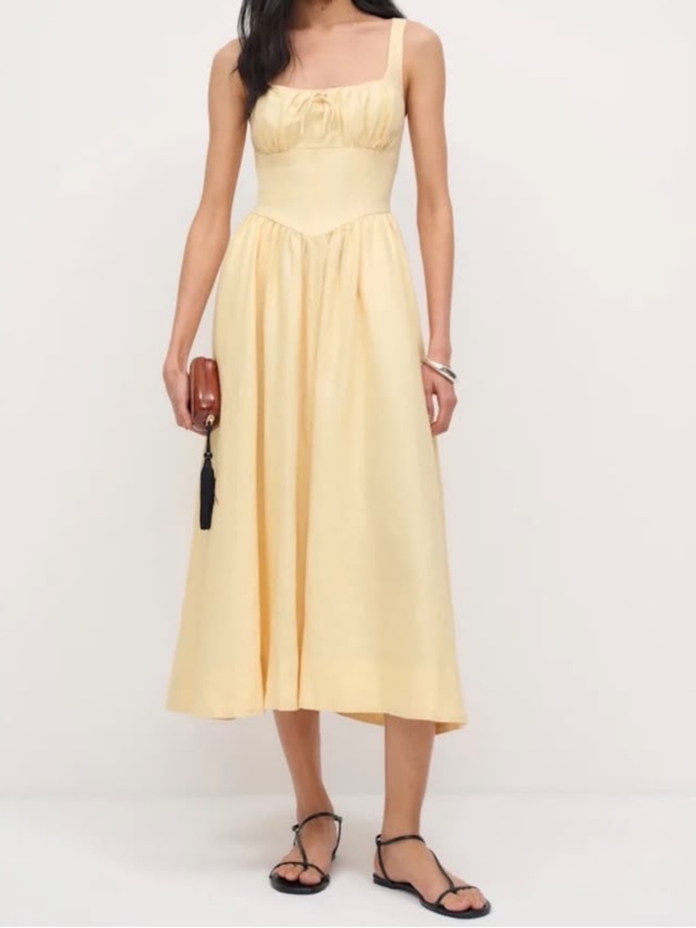 Reformation Balia Linen Dress Parmesan Yellow Size 2P